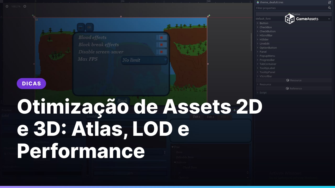 Otimização de Assets 2D e 3D: Atlas, LOD e Performance