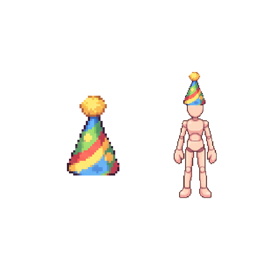 Confetti Party Hat — Pixel Art Headgear