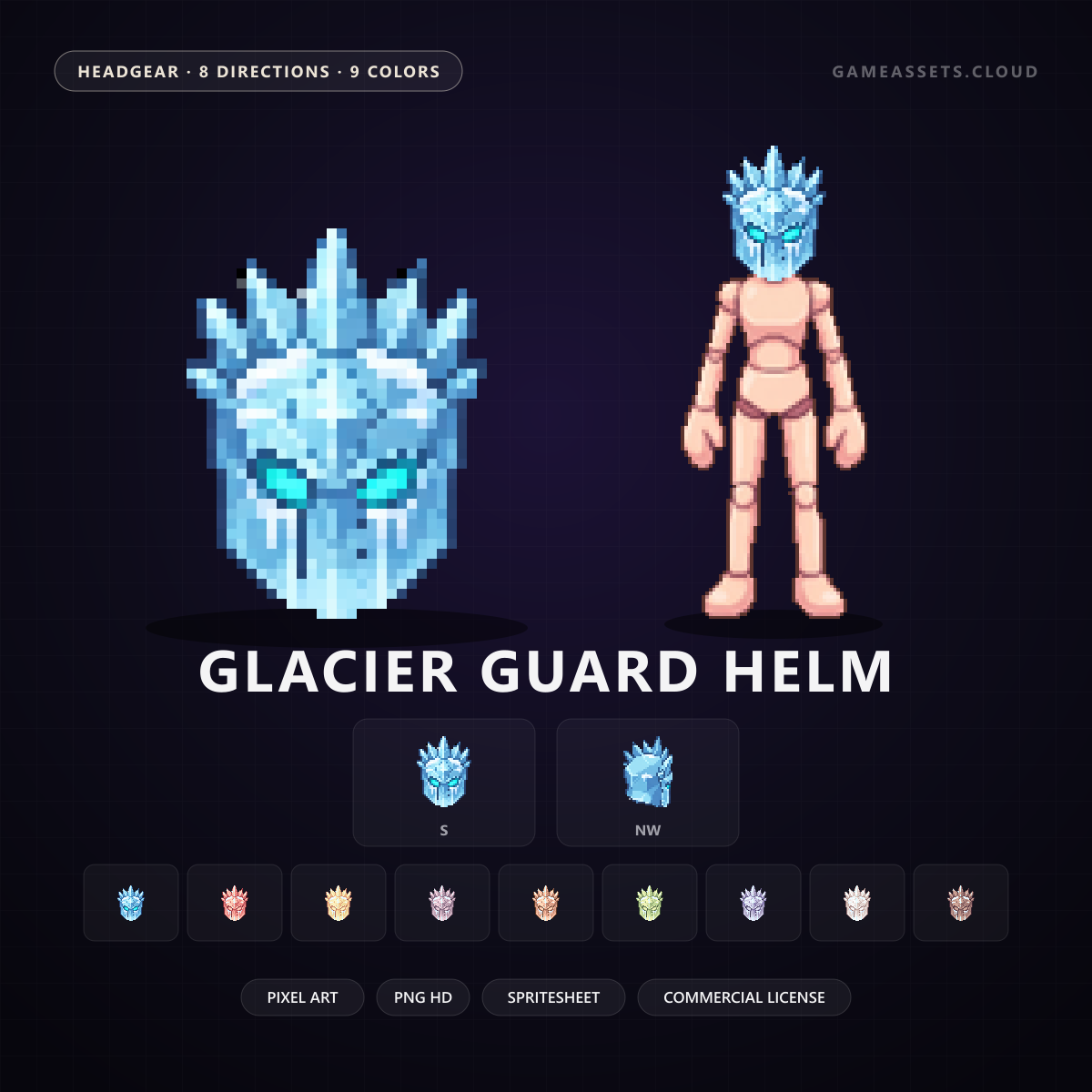 Glacier Guard Helm — Pixel Art Headgear — headgear, pixel art, sprite