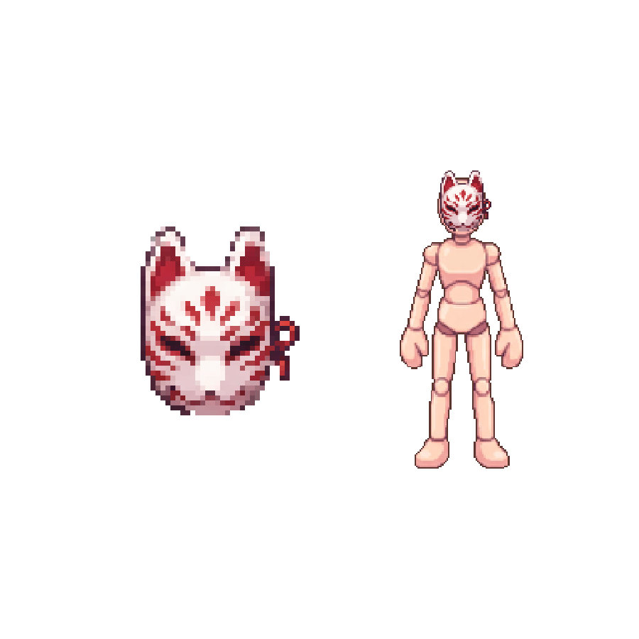 Kitsune Fox Mask — Pixel Art Accessory