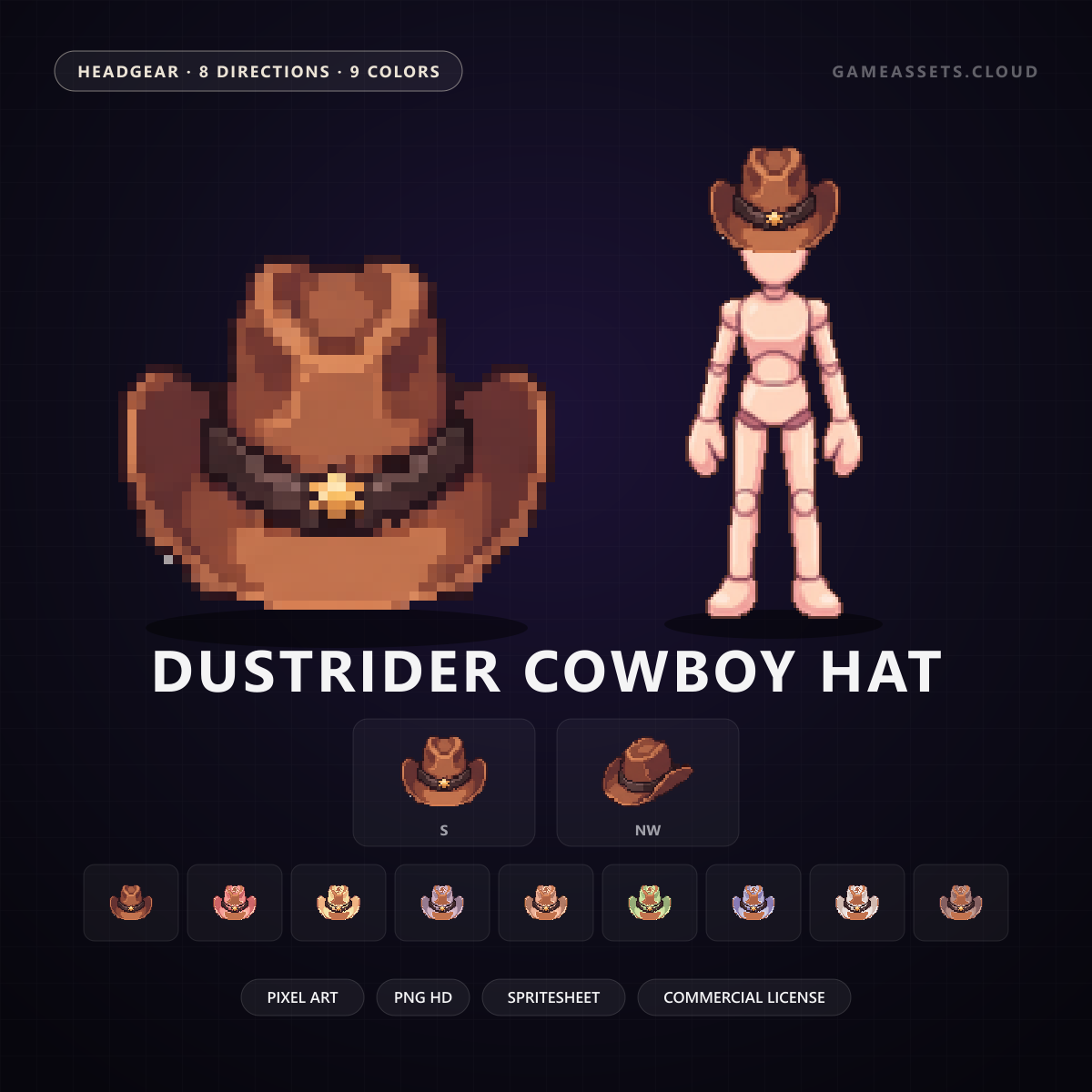 Dustrider Cowboy Hat — Pixel Art Headgear — headgear, pixel art, sprite
