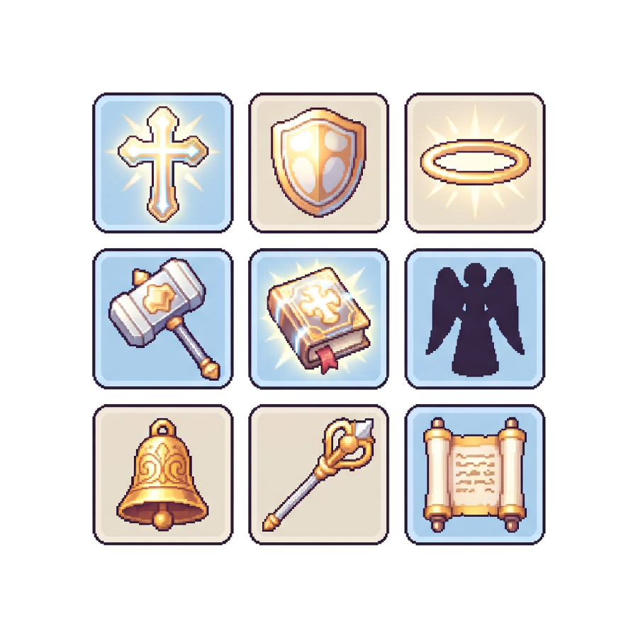 Holy Skill Icons — 25 Retro Quest RPG Spell Icons