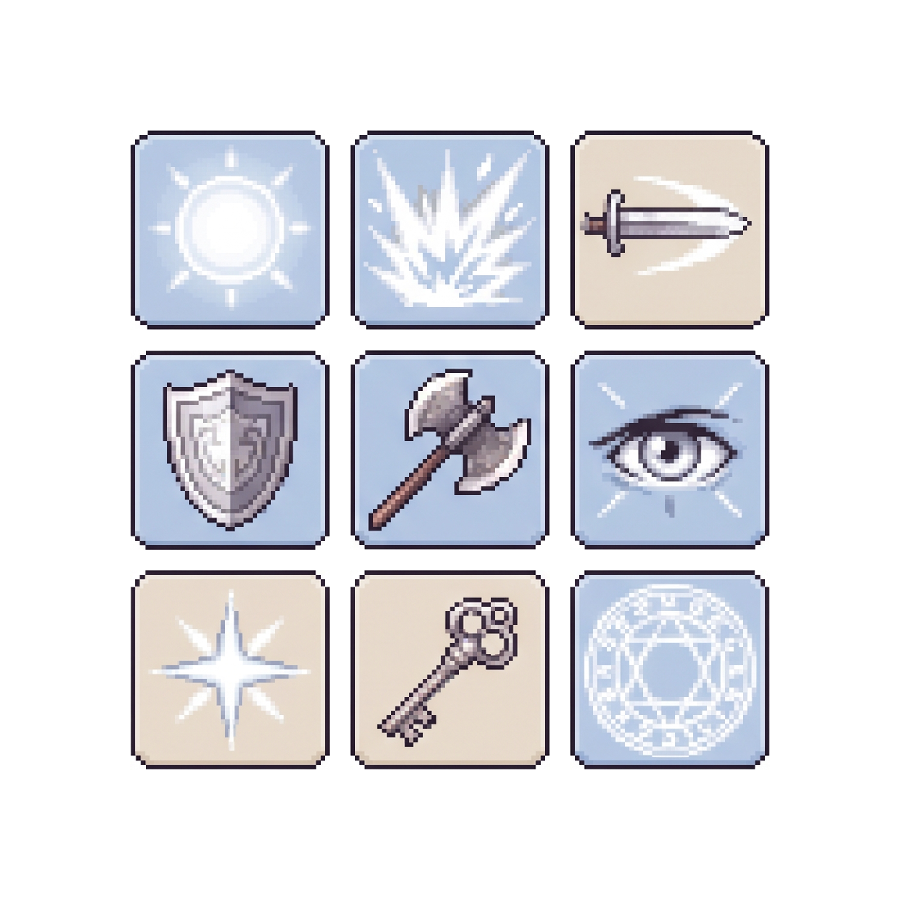 Arcane Skill Icons — 25 Retro Quest RPG Spell Icons