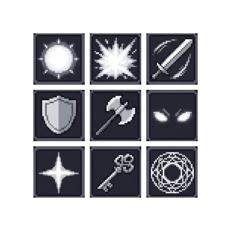 Arcane Skill Icons — 25 Pixel Art RPG Spell Icons